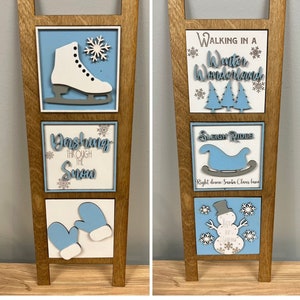 Winter Sleigh Ride Interchangeable Sign - Leaning Ladder Decoration, Christmas Tiered Tray Decor, Wood Signs