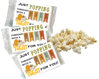 Fall Popcorn Wrappers - Instant Download,  Microwave popcorn - Popcorn Cover - Autumn Office Gift - Harvest Festival - Popcorn Sleeve