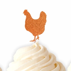 Chicken Cupcake Toppers,  Farm Party Decor, Farm Cupcake Toppers, Decorations, Hen Food Picks, Rooster Food Picks, Barnyard Birthday Party