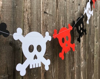 Pirate Garland, Skull and Crossbones Garland - Pirate Party, Pirate Theme, Birthday Party, Party Decoration, Skull Banner