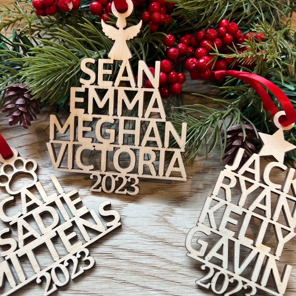 Family Christmas Ornament - Christmas Tree Ornament Names, Christmas Tree Ornament, Grandparent Gift, Personalized ornament