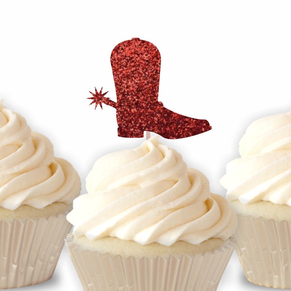 Cowboy Boot Cupcake Toppers - Cowgirl Boot Food Picks, Cowboy Birthday Party, Rodeo Party Decor, Country Party, Western Theme