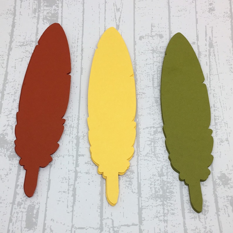 Paper Die Cut Feathers 5 Thanksgiving Table Place Etsy