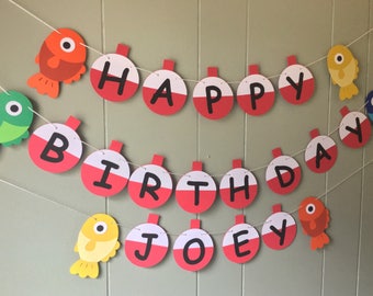 Big One Fishing Banner, Happy Birthday Banner, Nautical Party, Party Decorations, Fish Birthday, Party Banner, Custom Banner, Birthday Party
