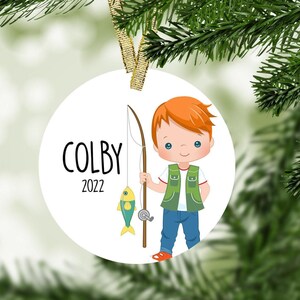 Boy Fishing Personalized Christmas Ornament - Fishing Ornament Personalized Gift image 3