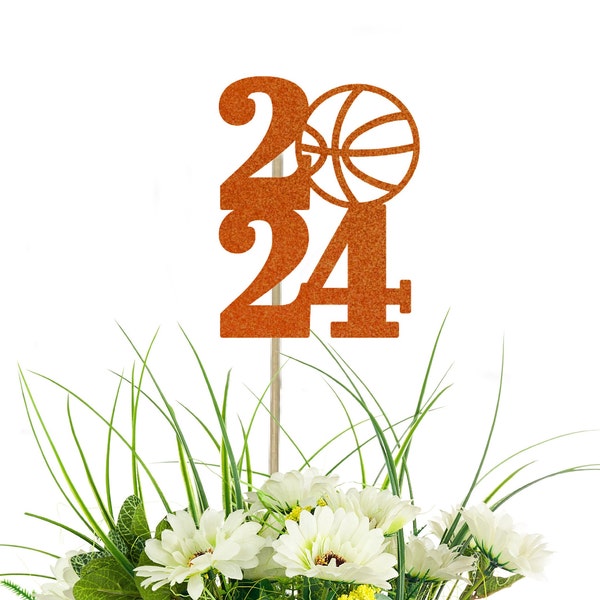 Class of 2024 Graduation Party Decor - Basketball Glitter Centerpiece Picks