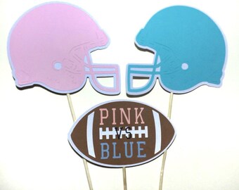 Football Gender Reveal Table Decorations - 3 Piece, Football Party,  centerpiece Picks, Diaper Cake, Cake Topper - Party Decorations