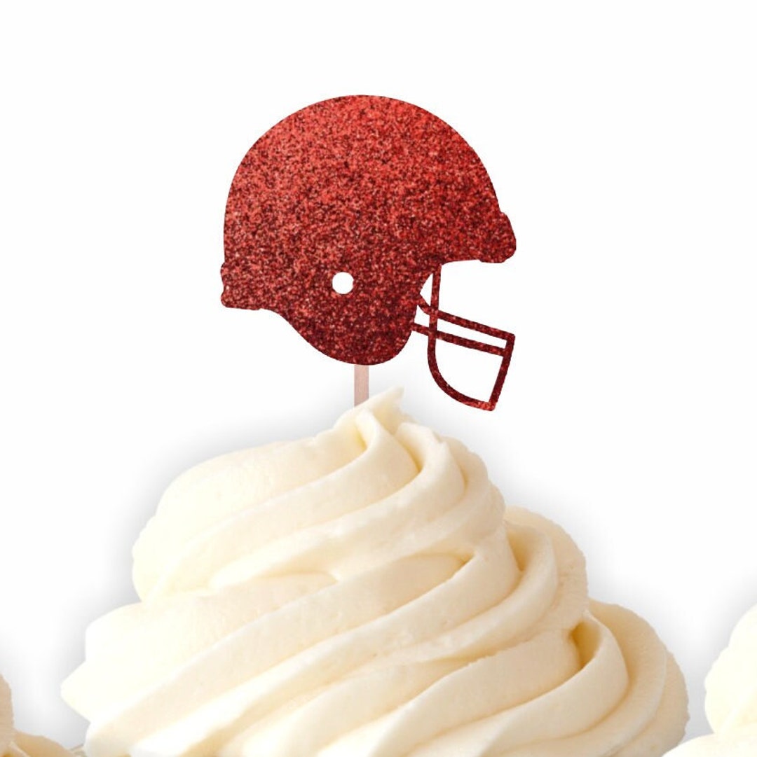 Football Helmet Cupcake Toppers, Sports Themed Party, Football Cupcake