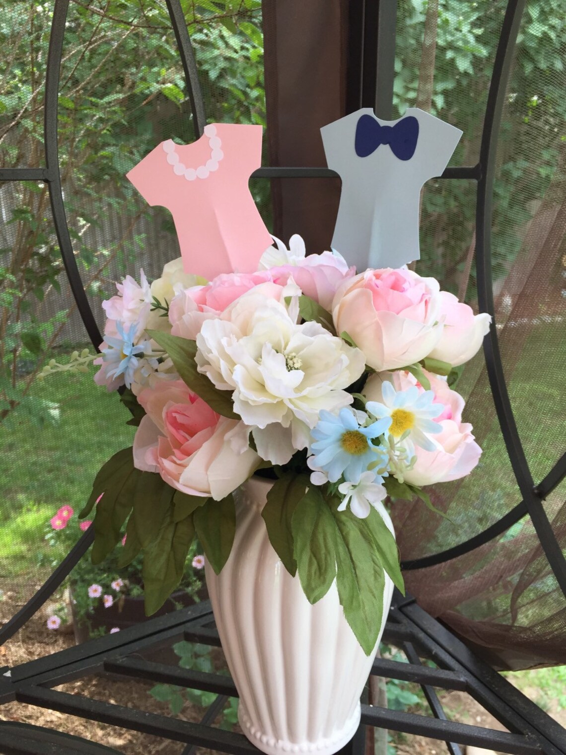 6 Piece Gender Reveal Centerpiece Table Decorations Bow Tie Etsy