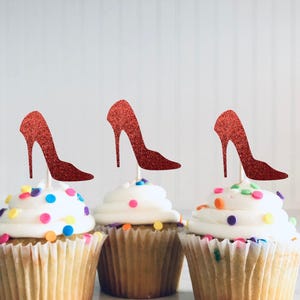 High Heel Shoe Cupcake Toppers, Bachelorette Party Cupcake Toppers, Girls Night Party Decor, Stiletto Food Picks, Fashionista Party Decor