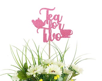 Tea Party Centerpiece Picks - Tea For Two Birthday Party Table Decoration, 2nd Birthday, Tea For 2, Wonderland Theme