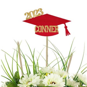Personalized Graduation Centerpiece Picks, Script Letters, College Graduation, High School, Graduation party, Decorations, Class of 2026 画像 14