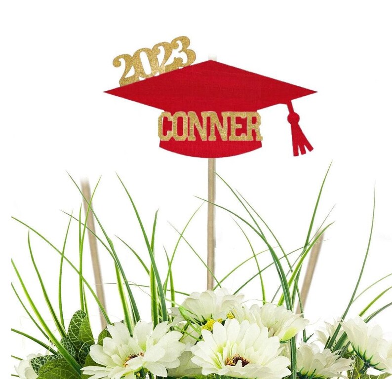 Personalized Graduation Centerpiece Picks, Script Letters, College Graduation, High School, Graduation party, Decorations, Class of 2026 画像 14
