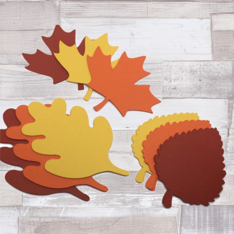 Fall Leaves Paper Die Cuts - 3" Autumn Wish Tags - Thanksgiving Table - Place Cards - Bulletin Board - Fall Leaf - Autumn Decor image 2