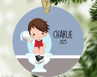Potty Training Christmas Ornament, Personalized Ornament,  Potty Ornament, Potty Trained. Milestone Ornament, Toddler Ornament