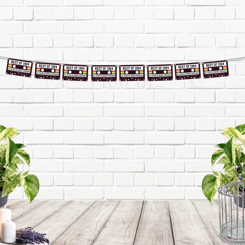 1986 40th Birthday Party Banner - Best of 1986 Cassette Tape, 80's Party image 7