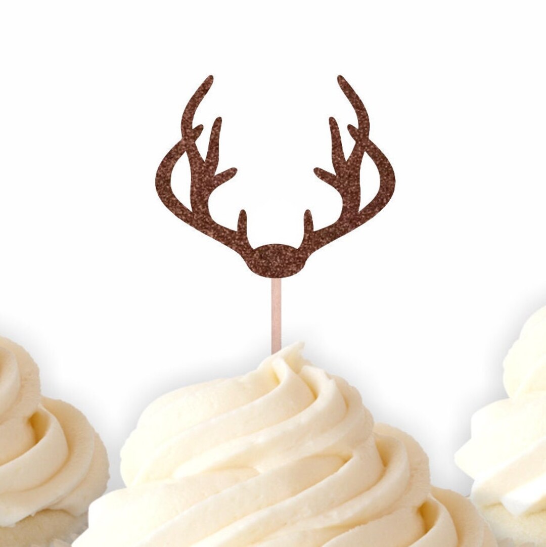 Deer Antler Cupcake Toppers, Reindeer Toppers, Antler Food Picks ...