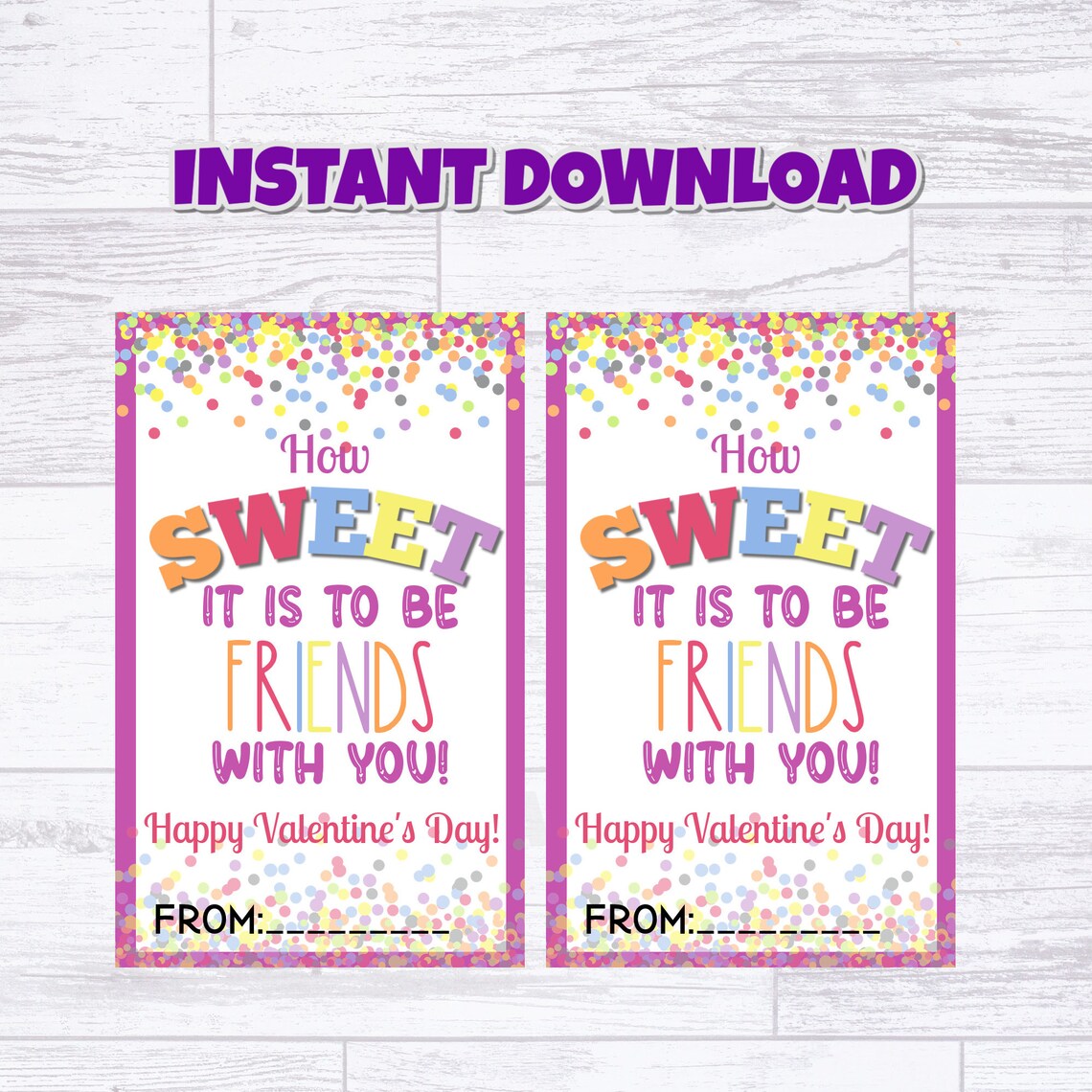 How Sweet It is to Be Friends Printable Valentine Tag - Etsy