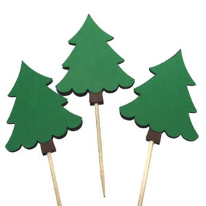 Pine Tree Cupcake Toppers - Camping Party, Birthday Party, Wilderness Party, Forest Theme, food Picks