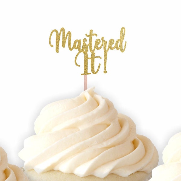 Mastered It Cupcake Toppers, Masters Graduation Food Picks, Masters Graduation Party Decorations, Masters Degree, Funny Masters Grad