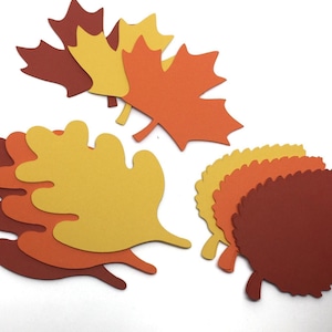 Fall Leaves Paper Die Cuts - 3" Autumn Wish Tags - Thanksgiving Table - Place Cards - Bulletin Board - Fall Leaf - Autumn Decor image 1