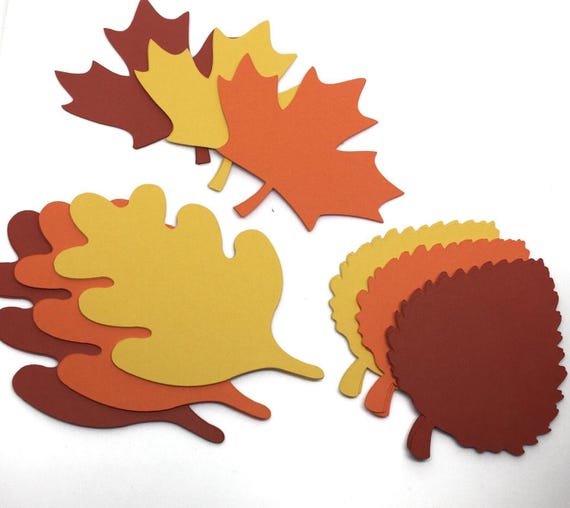 Fall Leaves Paper Die Cuts - 3" Autumn Wish Tags -  Thanksgiving Table - Place Cards - Bulletin Board - Fall Leaf - Autumn Decor