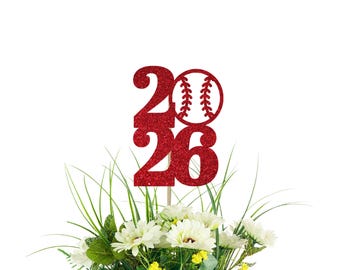 2026 Baseball Glitter Centerpiece Picks - Class of 2026 Graduation Party Decor, College Graduation, High School Grad,
