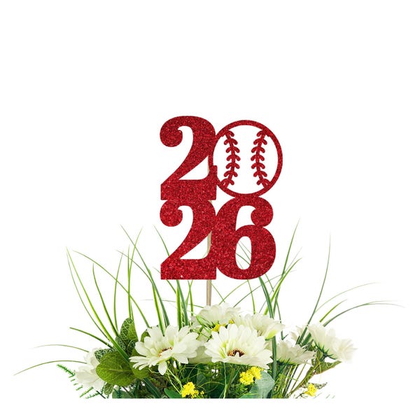 2026 Baseball Glitter Centerpiece Picks - Class of 2026 Graduation Party Decor, College Graduation, High School Grad,