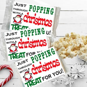 Instant Download Christmas Popcorn Wrappers - Microwave popcorn -Christmas Printable -  Christmas Party - Popcorn Sleeve