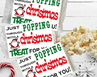 Instant Download Christmas Popcorn Wrappers - Microwave popcorn -Christmas Printable -  Christmas Party - Popcorn Sleeve