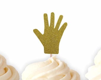 Hand Cupcake Toppers, 5th Birthday Party Decor, Five Cupcake Toppers, Hi-Five Food Picks, 5 Cupcake Topper, Five Finger Hand,