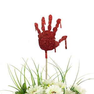 Bloody Hand Centerpiece Picks - True Crime, Birthday Party, Table Decoration, Murder Mystery, Crime Scene
