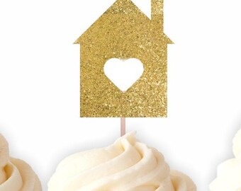 House Cupcake Toppers, Food Picks, Housewarming Party,  Welcome Home, Housewarming Cupcake, Realtor Cupcake, New Home