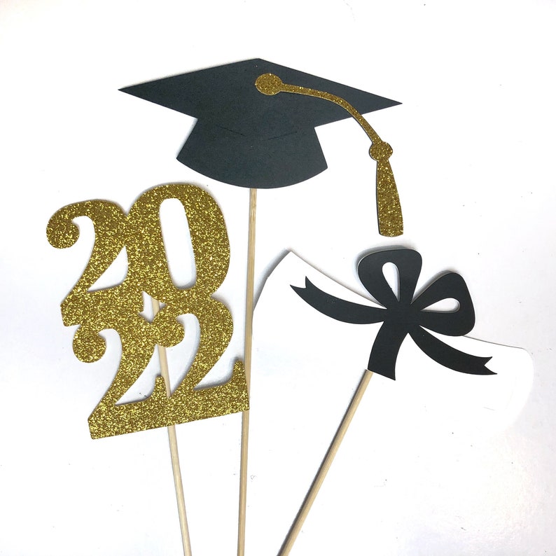 6 Piece Class of 2024 Graduation Party Decorations College Graduation, Centerpiece Picks, High School Graduation, Table Decor image 5
