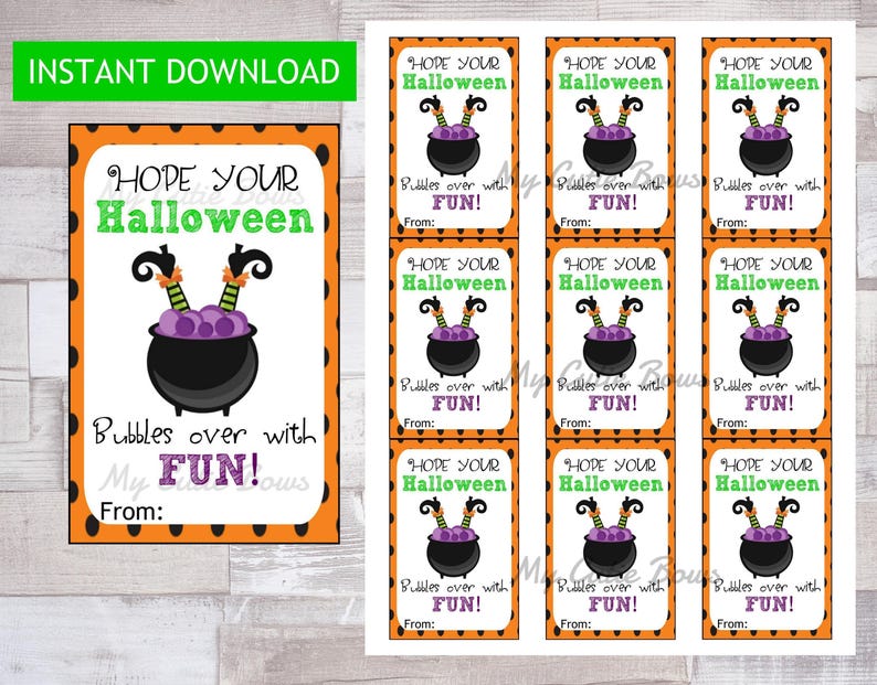DRUCKBAR: Wir wünschen dir ein sprudelndes Halloween voller Spaß! - Seifenblasen-Etiketten - Süßigkeitenalternative - Süßes oder Saures - Halloween-Party - Halloween-Geschenk Bild 1