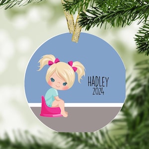 Girl Potty Training Personalized Christmas Ornament, Potty Ornament, Personalized Gift, Milestone Ornament, Toddler Ornament