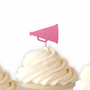 Megaphone Cupcake Toppers, Cheerleader Birthday Decor, Cheerleading Food Picks, Cheer Party Decorations, Cheer Team Party