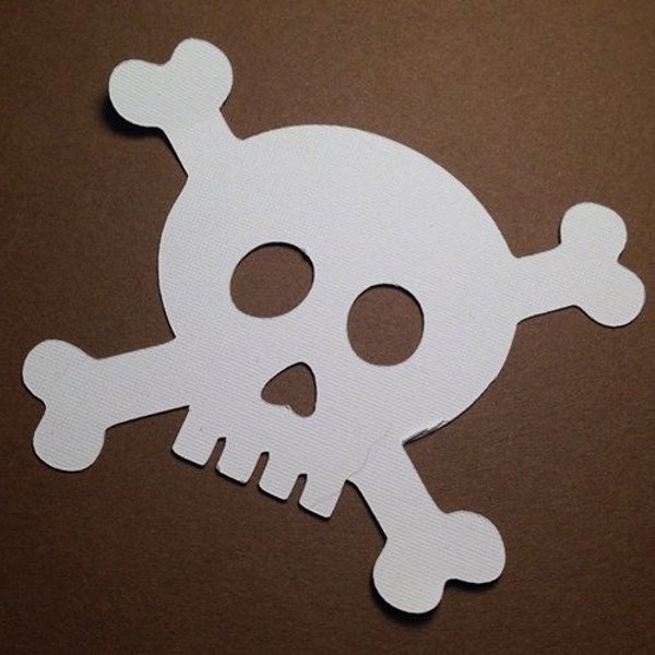 Skull & Crossbones 5" Paper Die Cuts - Birthday Party, Pirate Party, Halloween Party, Place Cards, Favor Tags, Jolly Roger