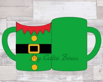 Digital Download Christmas Elf Hot Chocolate Mugs SVG, Hot Cocoa Envelope, Gift Card holder, Christmas Favor, Instant Download