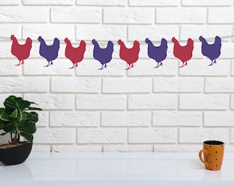 Chicken Party Banner - Chicken Garland, Farm Birthday Decoration, Barnyard Birthday, Birthday Party, Baby Shower, Hen Banner