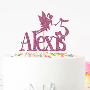 Fairy Cake Topper, Custom Fairy Topper, Fairy Birthday Party Decor, Whimsical Cake Topper, Glitter Fairy,