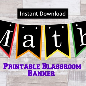 PRINTABLE Math Classroom Banner - Instant Digital Download -Teacher Classroom Decoration - Math Banner - classroom printable