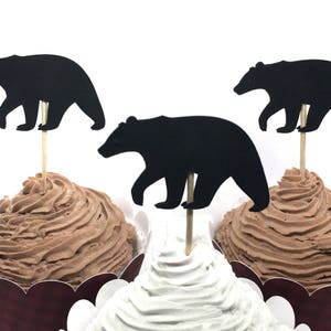 Bear Cupcake Toppers  - Wilderness theme, food Picks, Lumberjack Party, Party Decor, Woodland Party, We Can Bearly wait, Baby shower