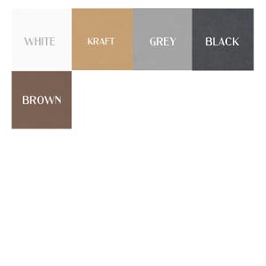 a white and brown color scheme with the names of different colors