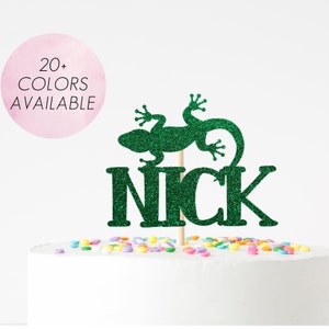 Custom Lizard Cake Topper, Lizard Party Decorations, Rainforest Birthday Party Decor, Zoo Party, Gecko Topper