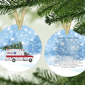 EMS Prayer Christmas ornament - EMT Gift, Paramedic Gift, Personalized Ornament, Ambulance Ornament