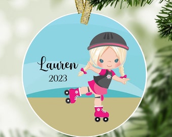 Roller Skating Girl Christmas Ornament - Teen Ornament, Personalized Gift, Roller Skate lover, Gifts for girls, Roller Derby