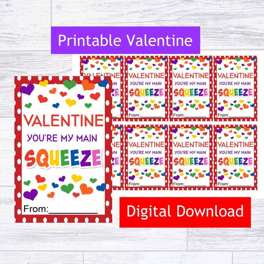 You re My Main Squeeze Printable Valentine Tag Instant Etsy
