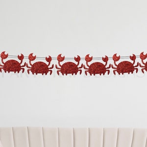 Crab Glitter Banner, Crab Garland, Beach Party Decor, Ocean Party Decor, Under the Sea Party Supplies, Beach Themed Shower