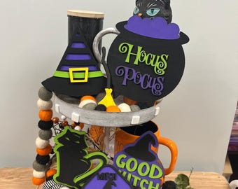 Halloween Tiered Tray Decor - Witch Tiered Tray 3D Signs - Halloween Decor - Halloween Farmhouse Decorations
